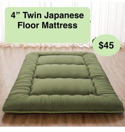 4” Twin Japanese Floor Mattress, Futon Mattress with Portable Storage Bag and Washable Cover, Roll Up Thick Tatami Mat Suitable for Camping, Guest Roo