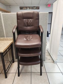 (3) brown leather chairs $20 each