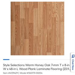 Style Selections Warm Honey Oak 7-mm T x 8-in W x 48-in L Wood Plank Laminate Flooring (23.91-sq ft) Style Selections Warm Honey Oak 7-mm T x 8-in W x 48-in L Wood Plank Laminate Flooring (23.91-sq ft)