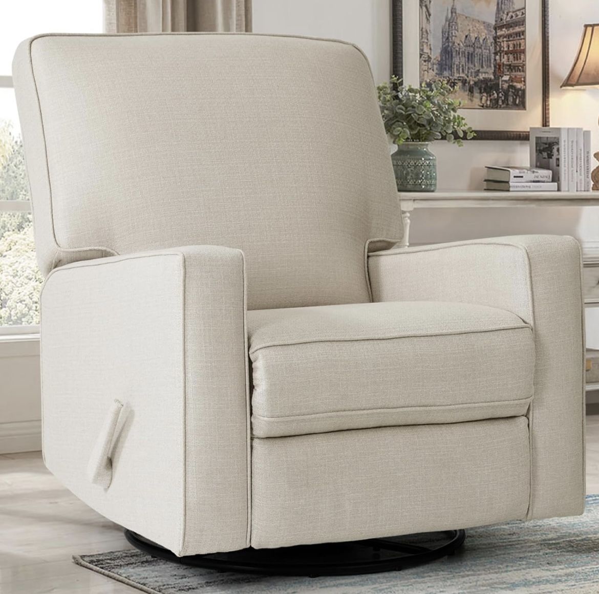 Swivel Rocker Recliner Chair, Glider Rocker Recliner, Rocking Chair Nursery, Fabric Chair with High Back, Deep Seat, for Living Room, Bedroom