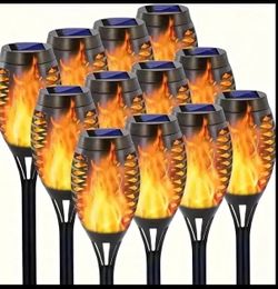 Solar torch flickering flame light