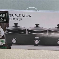 Prime cuisine 1.5 Quart Triple Slow Cooker and Buffet Server, Small Mini Slow Cooker with 3 Ceramic