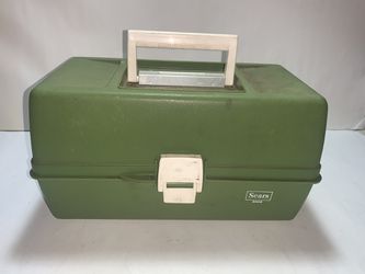 Vintage Tackle Box, Green Sears, 2 Tray 34443 White Latch Includes pictured  contents for Sale in Freehold, NJ - OfferUp