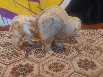 Vintage Hand-Carved Onyx Stone  Bison 12" long  and 12 pound