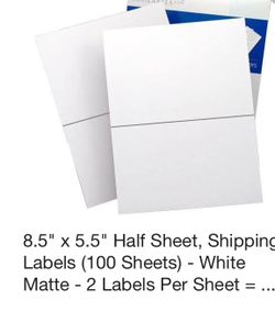 200 HALF SHEET SHIPPING LABELS (NEW)