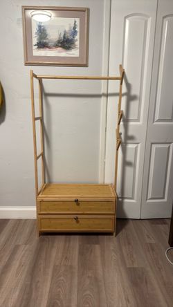 Bamboo Garment Rack with 2 Drawers