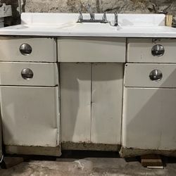 Vintage Kitchen Sink W/ Metal Cabinet