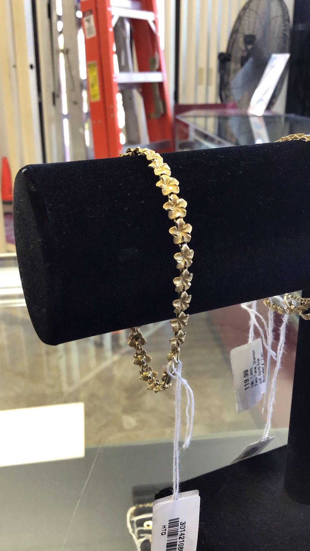 YG 14k 7.3g Flower Link Bracelet 7”