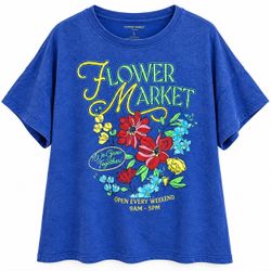 Flower Market womens Graphic T-Shirt Blue L 12-14 NWT