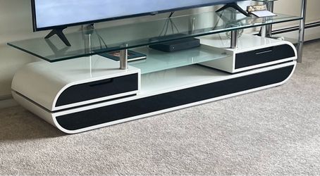 Modern TV Stand with Glass Shelf