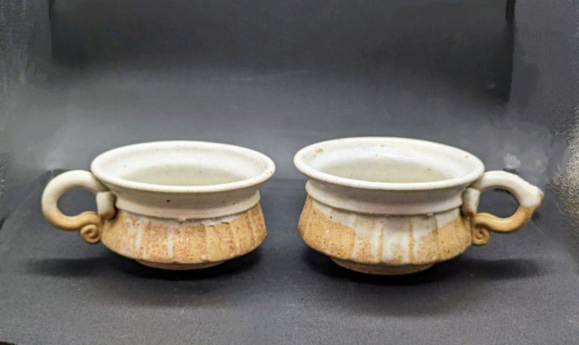Laurentian Lava Drip Tundra 2 pc Soup Set 1970s  Rare Handmade Pottery