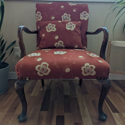 Vintage Reupholstered Wooden Arm Chair 