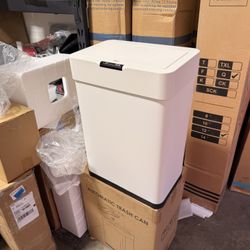 50L / 13-Gallon Touchless Motion Sensor Trash Can – White