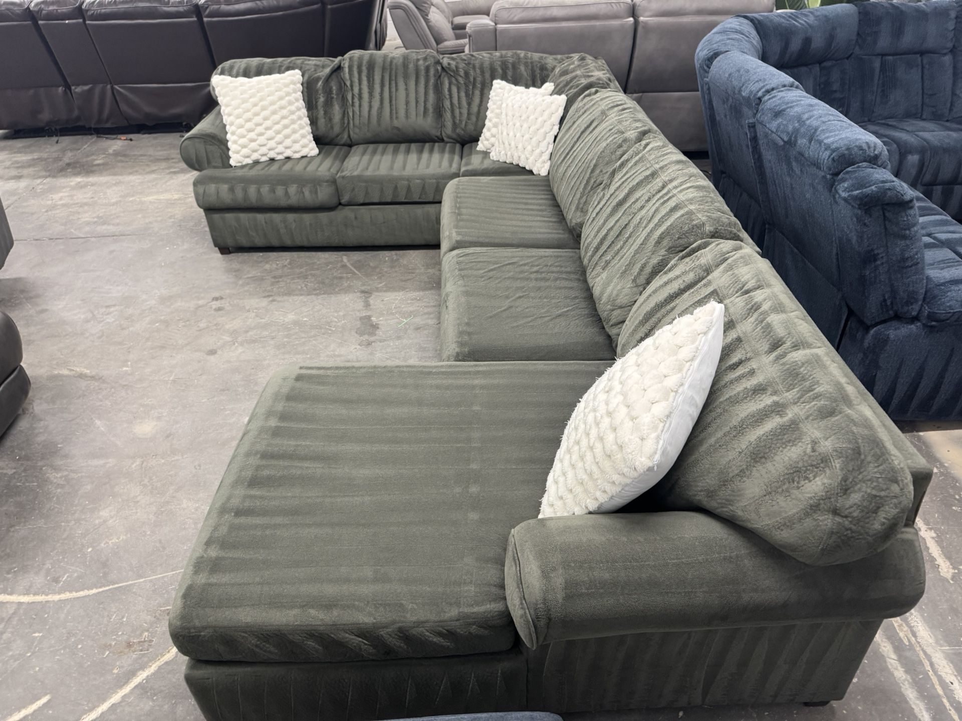 Free Delivery* Like New Greenish/ Gray Sectional Sofa with Chaise!! #SofaKingLV