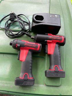 Snap on tools, 3/8” impact wrench and 1/4” hex screwdriver.