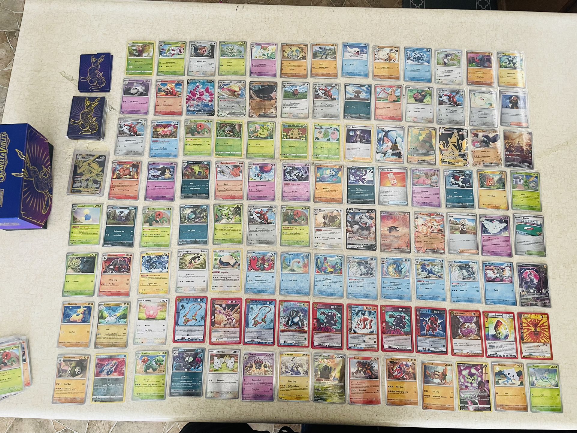 124 Pokémon Foil Trading Cards With 100 Extra Sleeves & Box