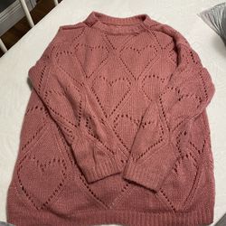 Heart Oversized Sweater- Pink