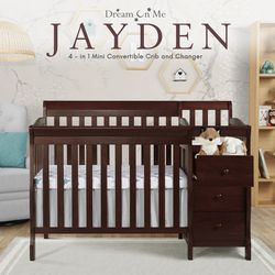 Dream On Me Jayden 4 in 1 Convertible Portable Crib w/ Changer