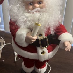 Vintage Telco Motion-ettes of Christmas 23" Animated Santa with Light Up candle