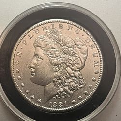 1881-s Morgan Silver Dollar In Collectors Case Great Condition