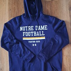 Notre Dame Fighting Irish Hoodie Under Armour Mens L Blue Pullover New Condition