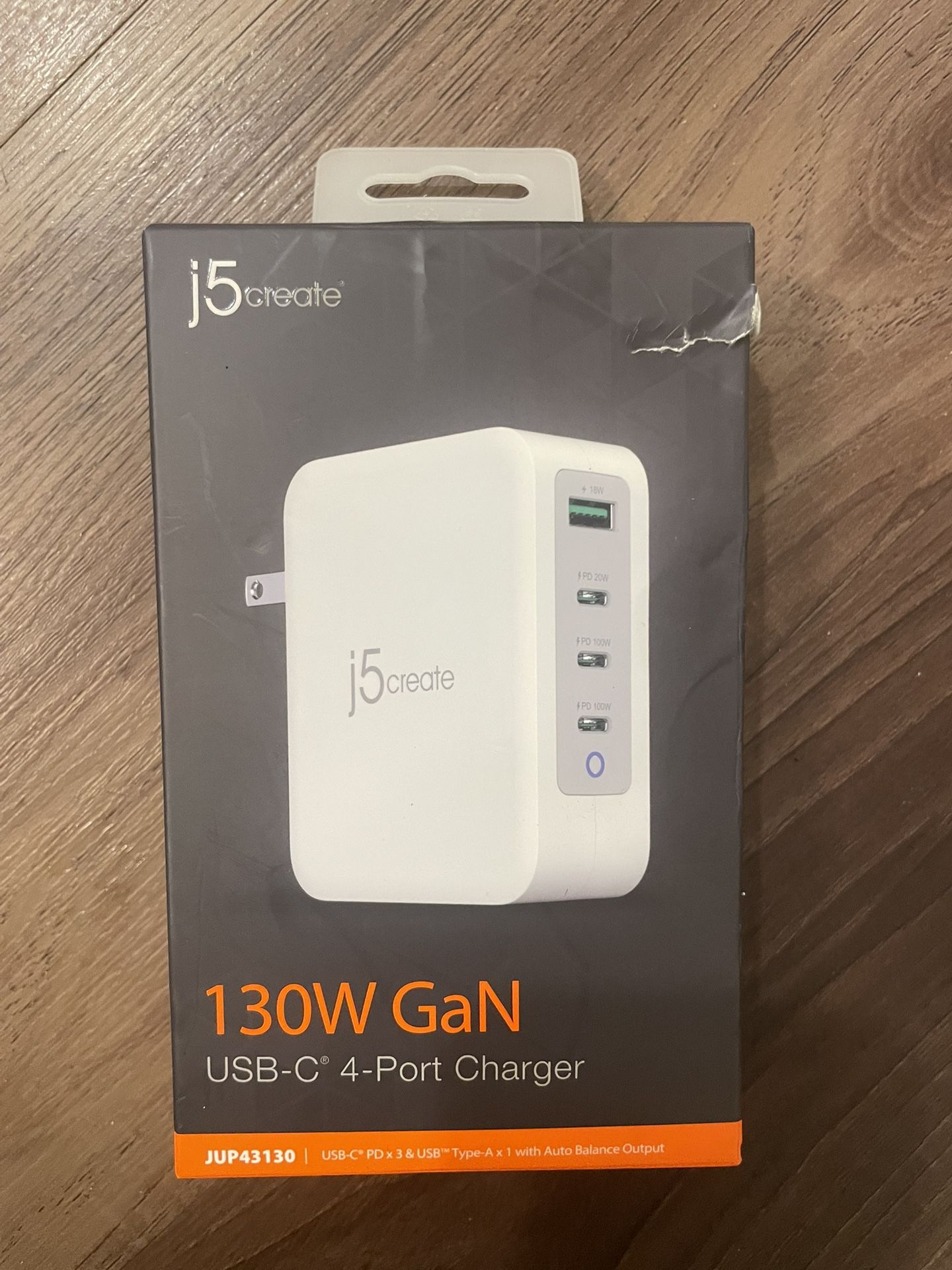 NEW! j5create 130W GaN USB-C 4-Port Charger (model JUP43130)