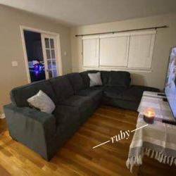 Ashley L Shape Modern Slate Gray Sectional Couch With Chaise - Altari | 39$ Down Payment @ Fastest Delivery 🚚