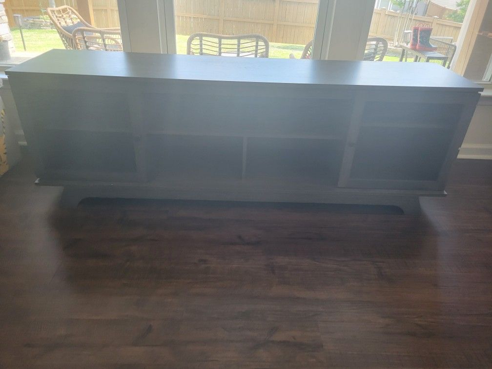 Modern Dark Wood TV Console / Media Cabinet with Glass Doors