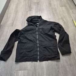 Cutter & Buck Men’s Full Zip  Button Wind/Rain Golf Jacket Black/Gray XL A007