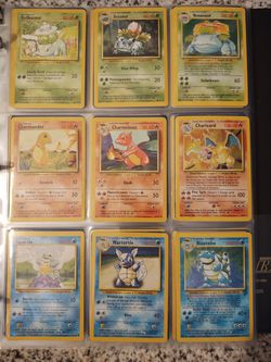 Base set pokemon cards Charizard, blastoise, venasaur