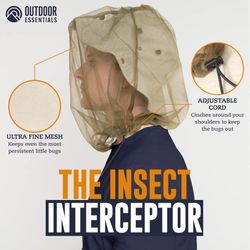 OutdoorEssentials Mosquito Bug Head Net - Face Netting Protection Against Mosquitoes, Gnats, Midges While Fishing or Camping - Midge Nets Mesh Protect
