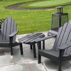 Adirondack Chairs And End Table - Wood