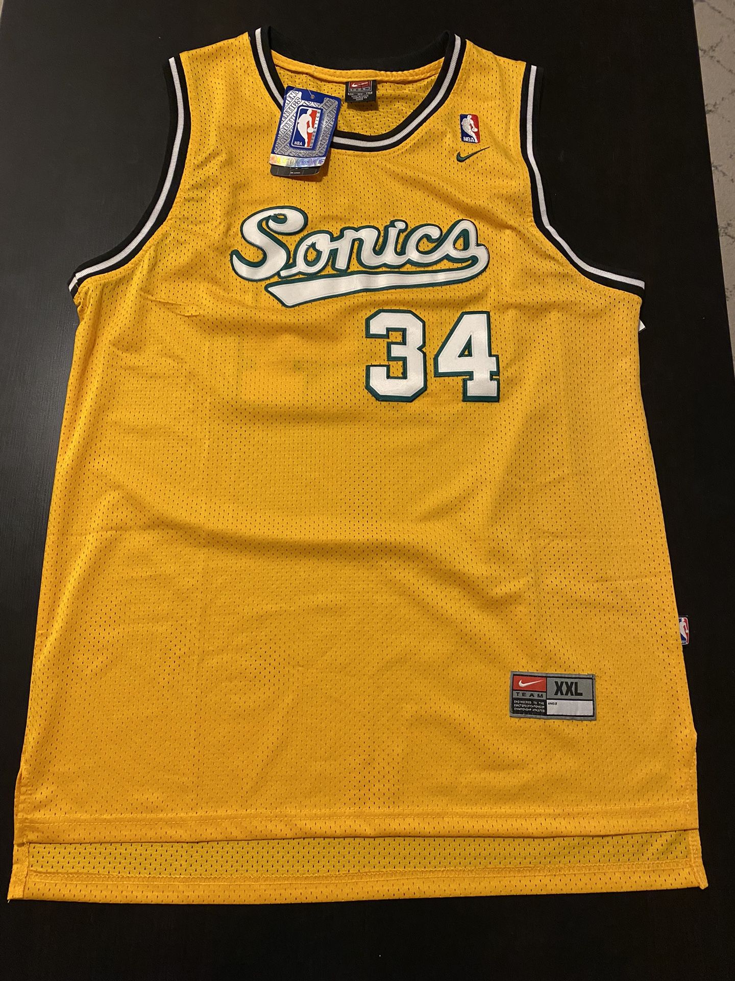 New Nike Vtg NBA Jersey Men’s XXL Ray Allen Seattle Super Sonics Yellow Stitched