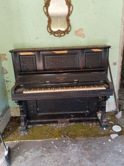Stutz & Bauer Antique Upright Cabinet Grand Piano