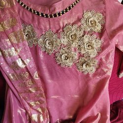 Pakistani/indian Gorgeous tea  pink and gold  teen girl dress