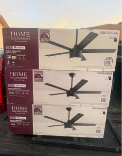 Merwry 52 in. Integrated LED Indoor Matte Black Ceiling Fan with Light Kit and Remote Control $95 EACH BRAND NEW FIRM PRICE THANKS