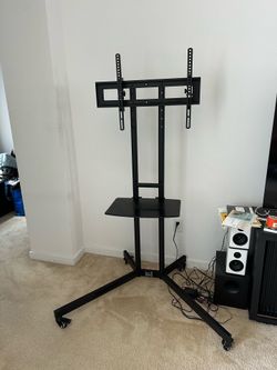 Rolling TV Floor Stand with Mount and Shelf