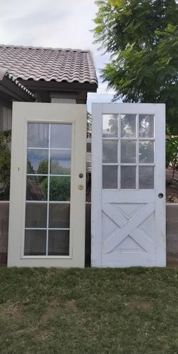 Antique Farmhouse door and dual pane French door both are 36x80