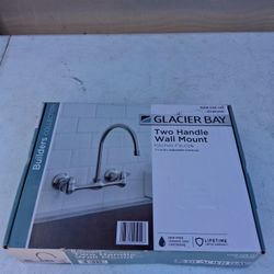 GLACIER BAY TWO HANDLE WALL MOUNT KITCHEN FAUCET 