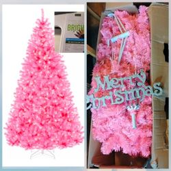 Best Choice Products 6ft Artificial Pink Christmas Full Tree Festive Holiday Branch Tips, Stand Lights
