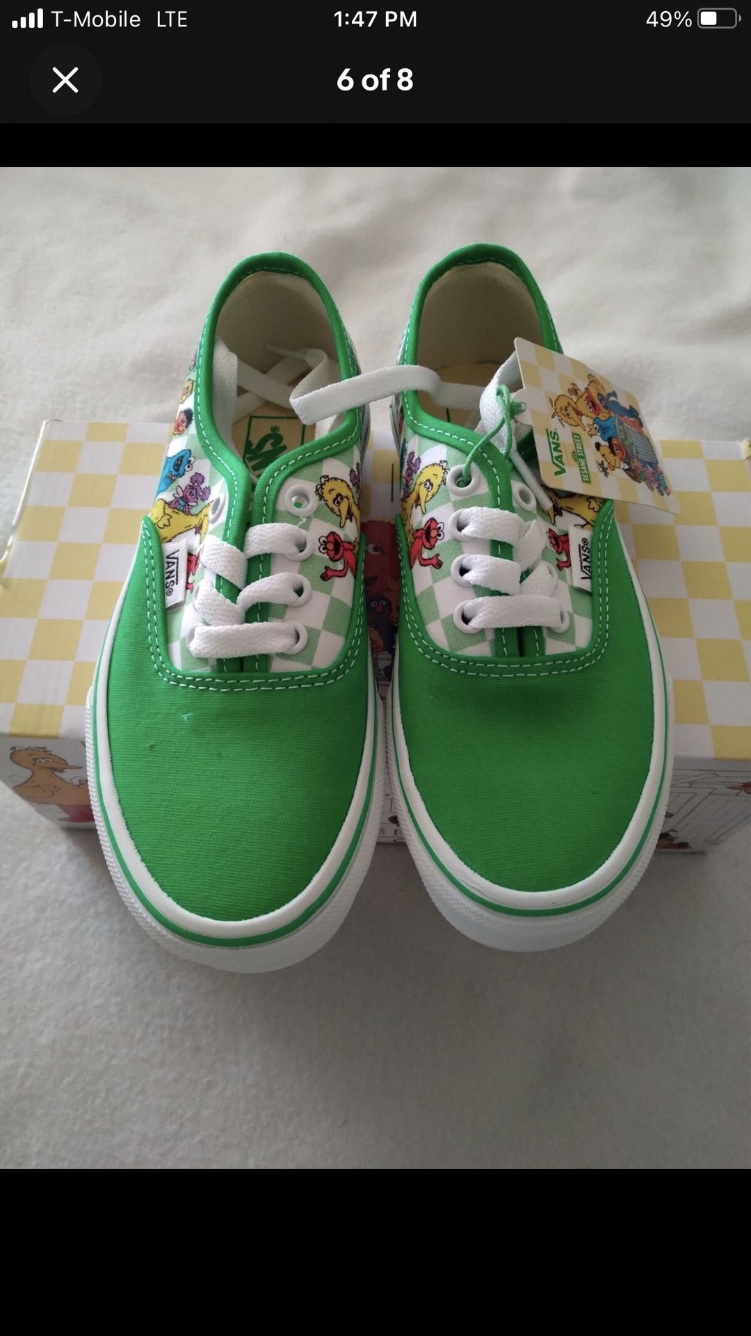 Vans Sesame Street Elmo Big Bird Boys Sneakers Shoes Green New