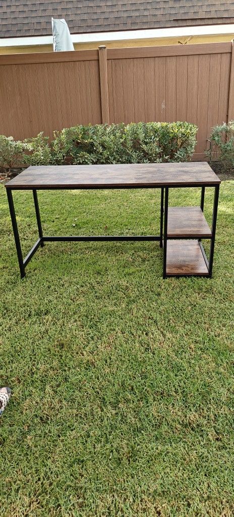55Lx25Dx30H inch Computer Desk, Large Gaming Desk with Storage Shelves and Metal Frame, Study Desk for Bedroom