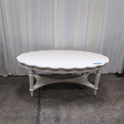 White Scalloped Oval Coffee Table