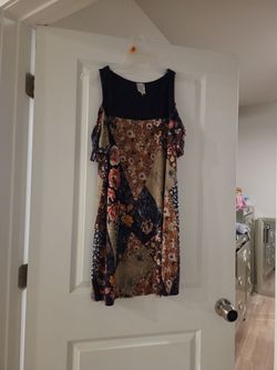 Cold Shoulder Floral Patchwork Dress