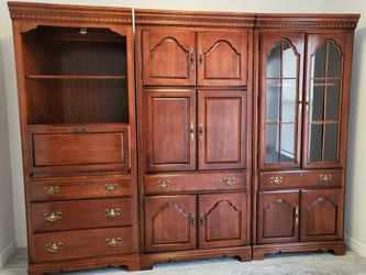 3 PC Cherry Wood Living or Office Wall Unit 109"