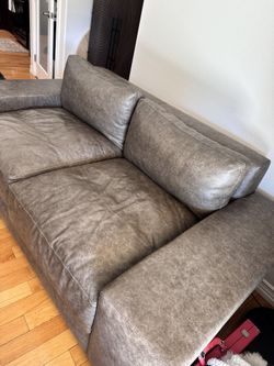 2 Low Modern Leather Sofas