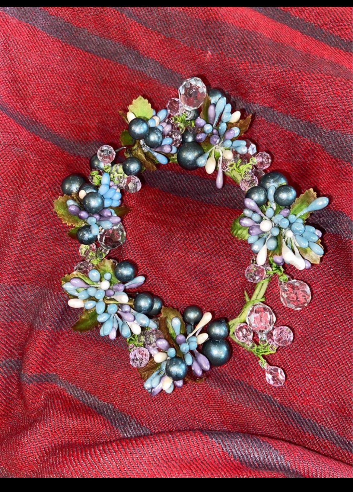 Bead  Candle Ring Wreath 4 Inch
