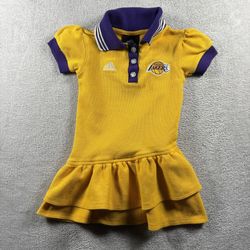Adidas Toddler Girl’s 3T Yellow Los Angeles Lakers Preppy Polo Dress Kobe #2B