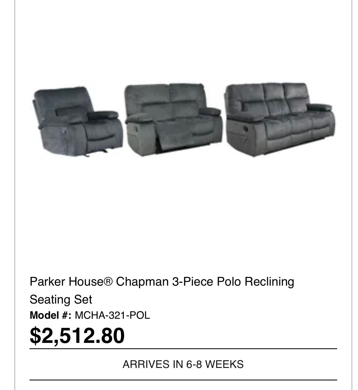 Park House Chapman 3 Piece Recliners