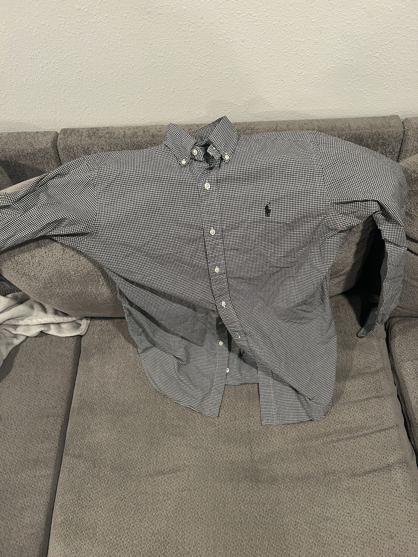 Ralph Lauren M Black And White Plaid Bottom Up Shirt